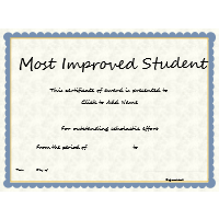 most improved certificates