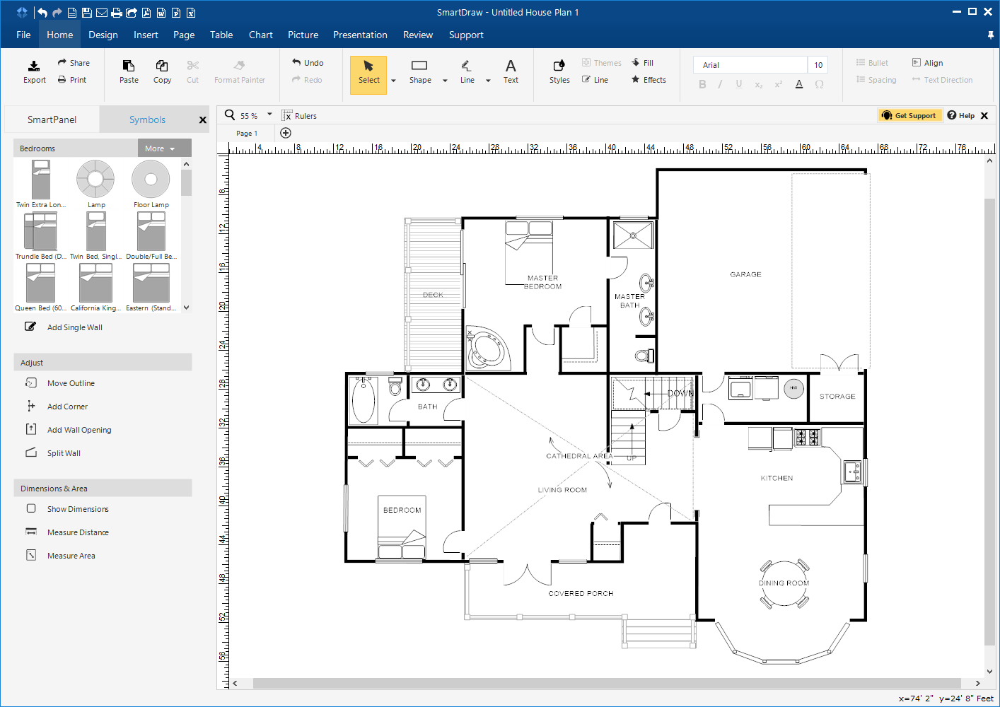 smartdraw desktop screenshot floorplan home