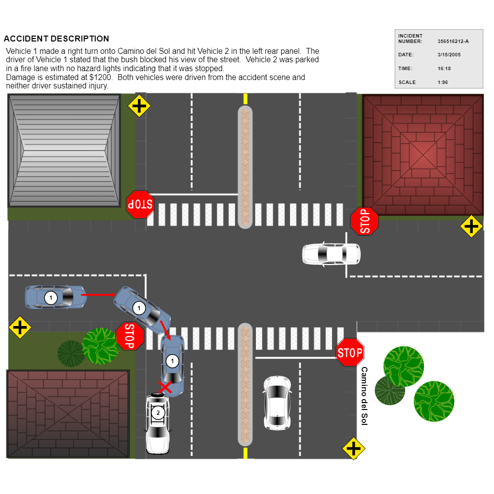 Example Image: 4-Way Intersection Accident Reconstruction