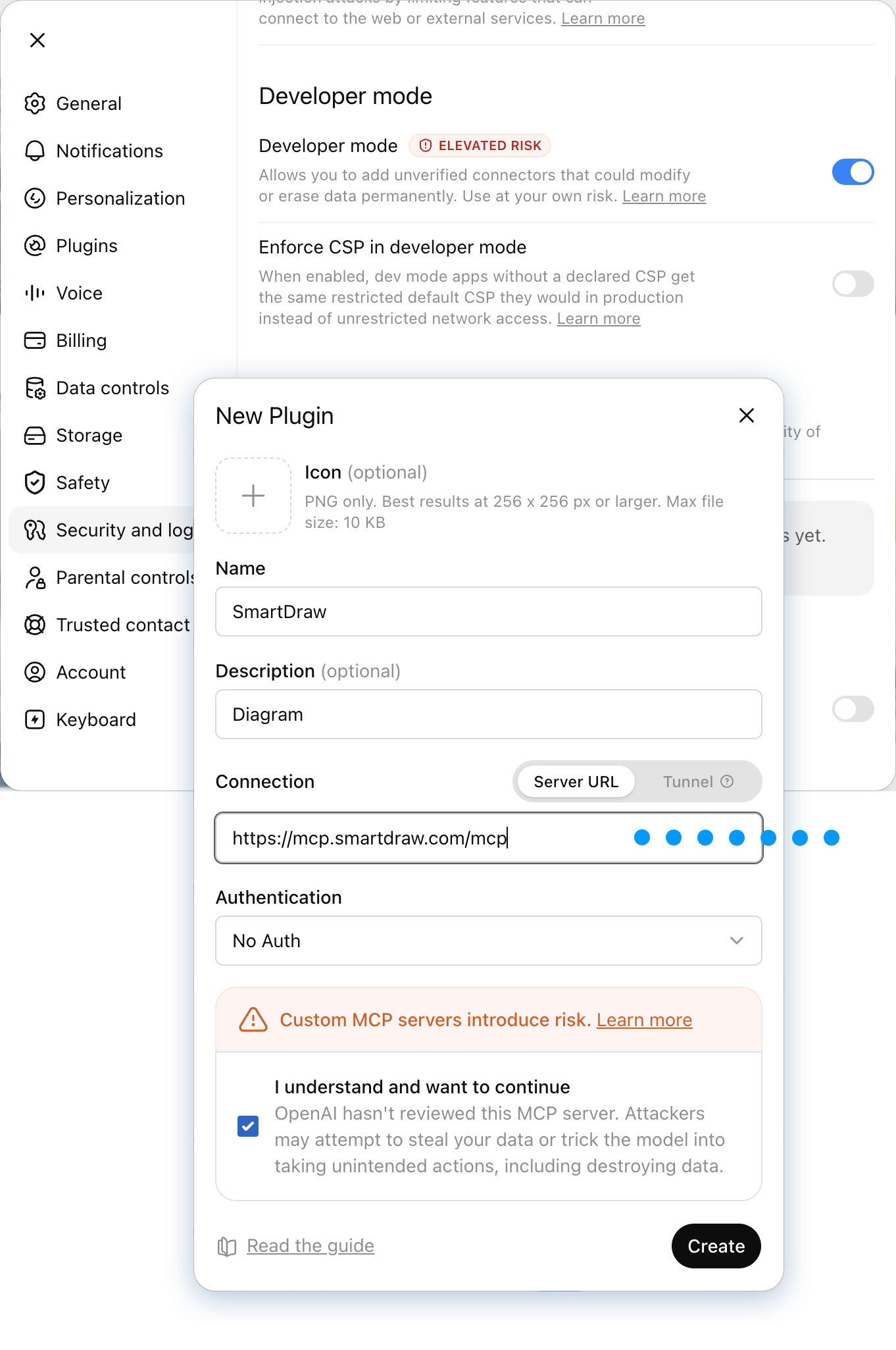 Connecting SmartDraw MCP server to ChatGPT