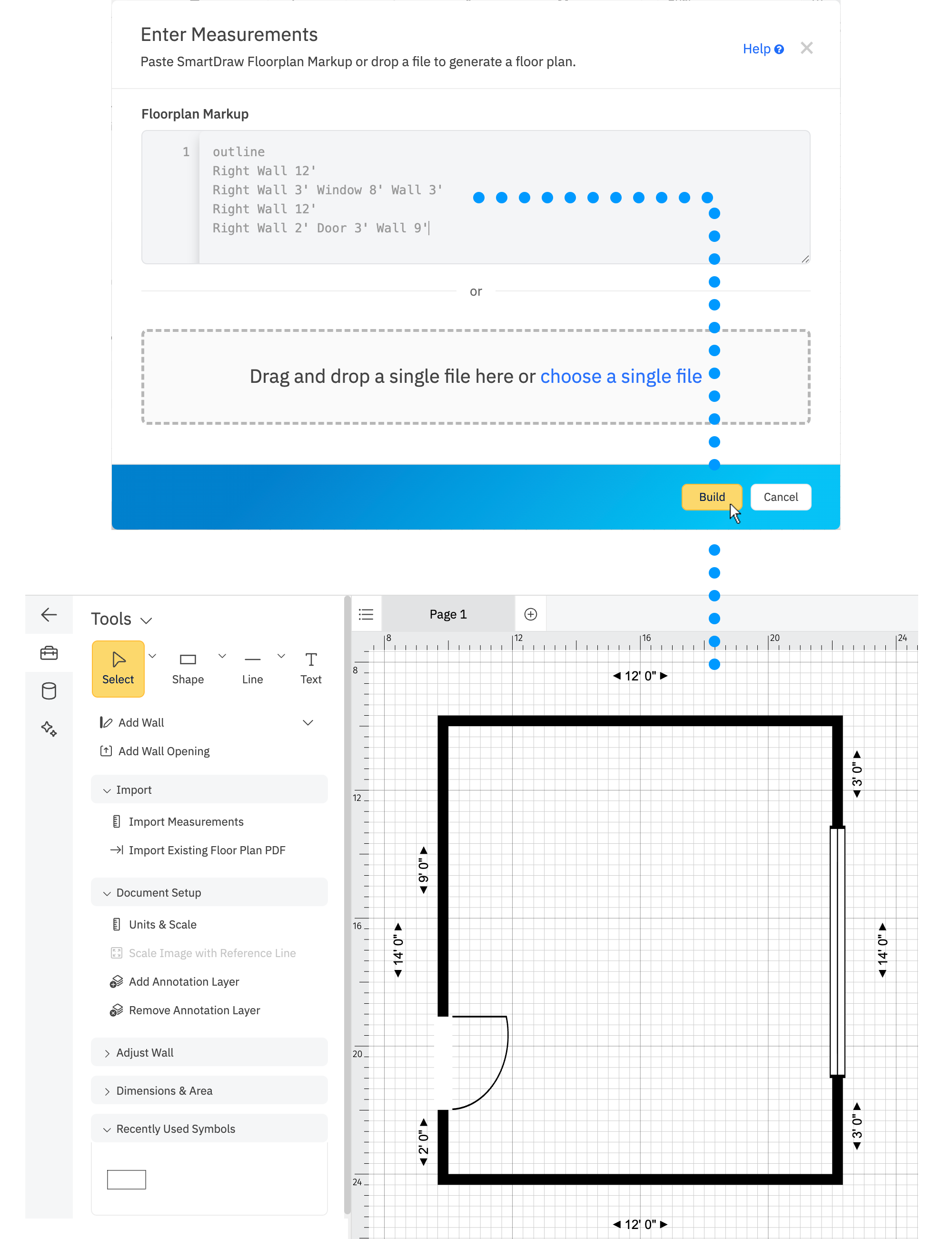 SmartDraw AI adding window to room