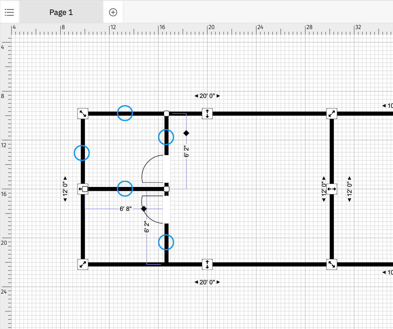 Floor plan showing consistent wall thickness