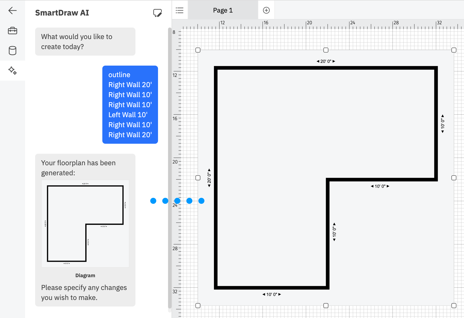 L-shaped room generated from AI