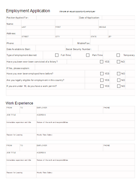 free job application forms