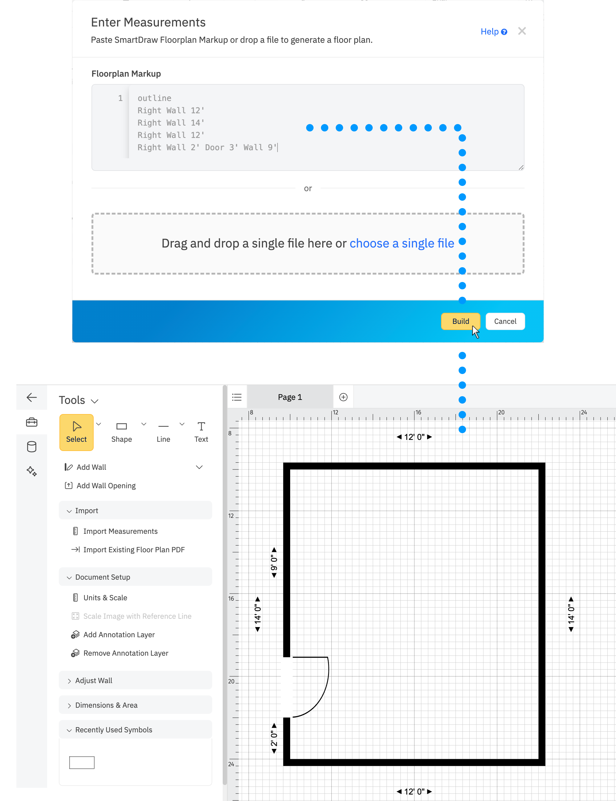 Generating floor plan from measurements