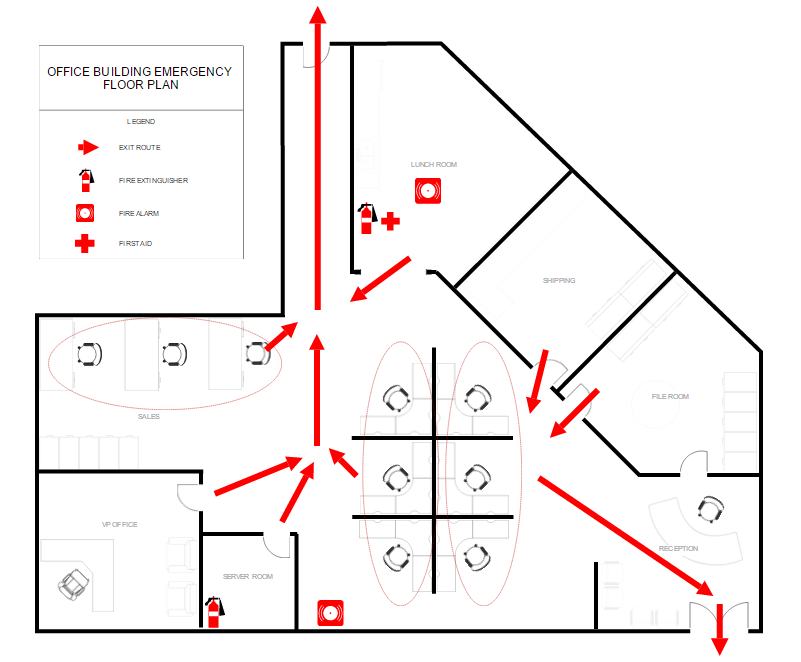 Building fire evacuation example