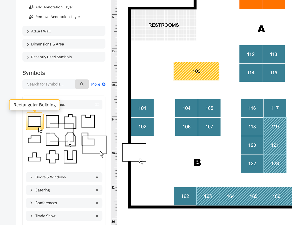 Dragging symbol into work area