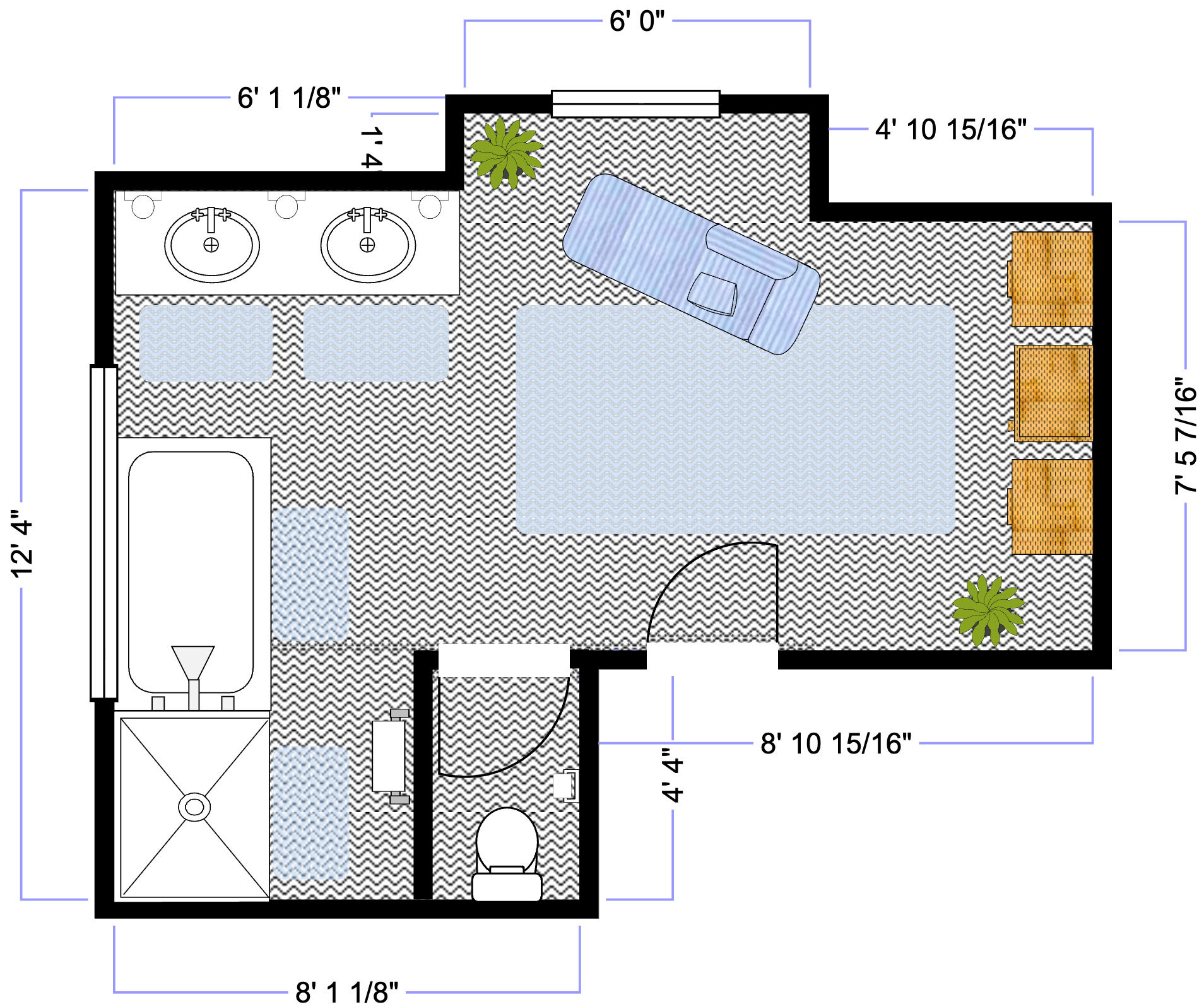 Finished bathroom layout example