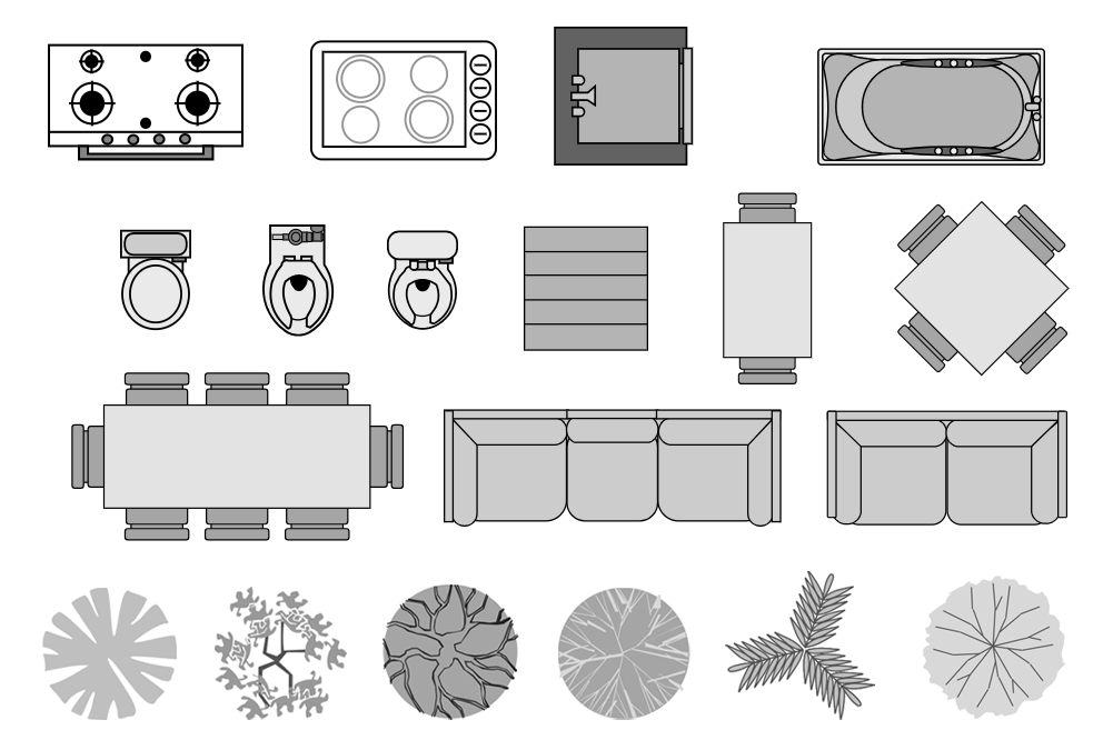 Collection of floor plan symbols