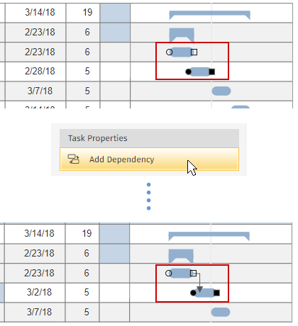 Add a dependency between tasks