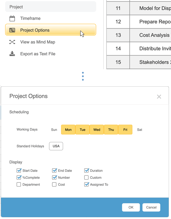 Powerful Gantt chart customization options