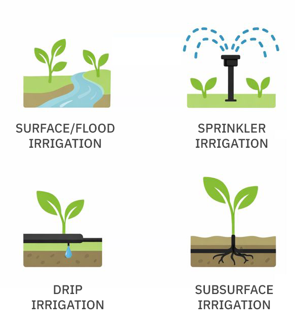 Four types of irrigation