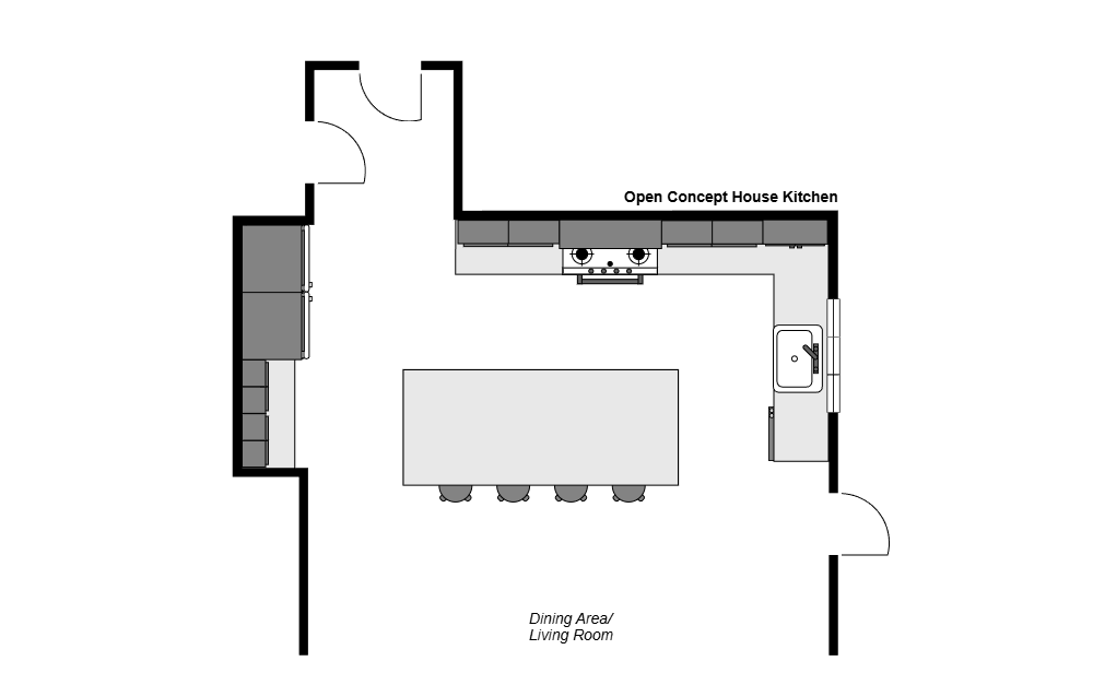 Example Image: Open Concept House - Kitchen Floorplan