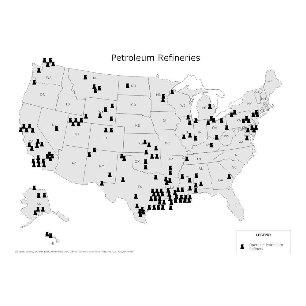 Petroleum Refineries Map