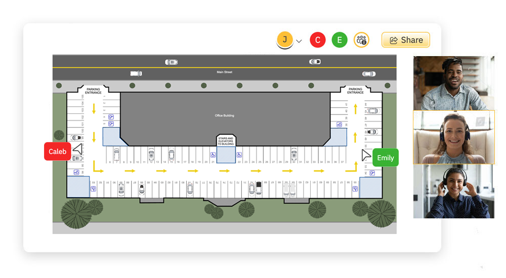 Team collaborating on a parking plan
