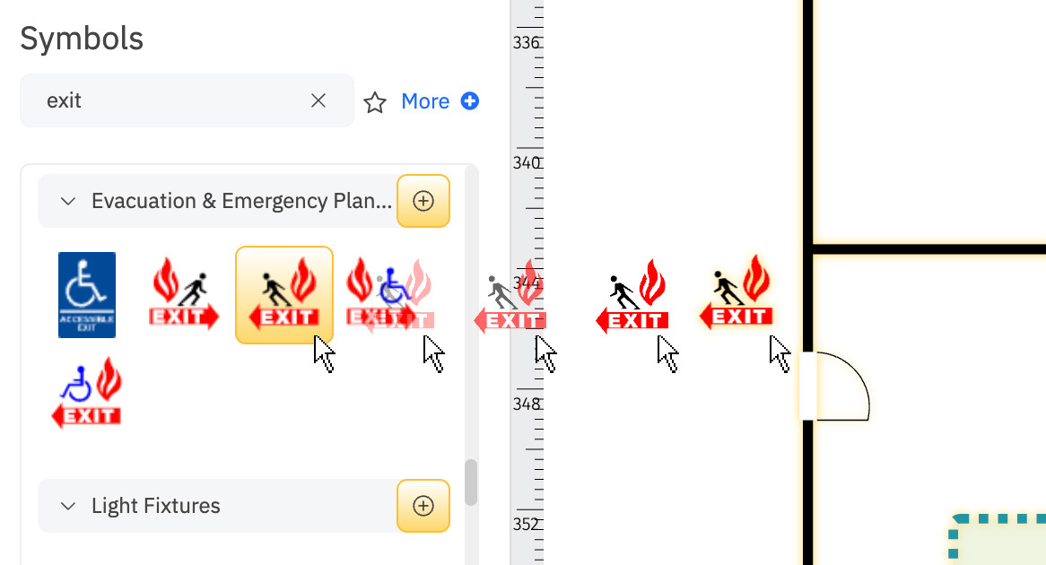 Dragging safety symbols into plan
