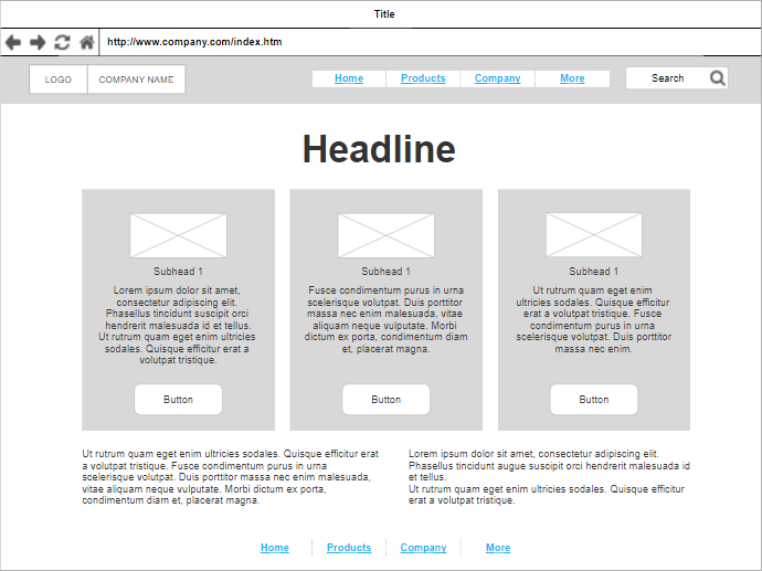 website wireframe example
