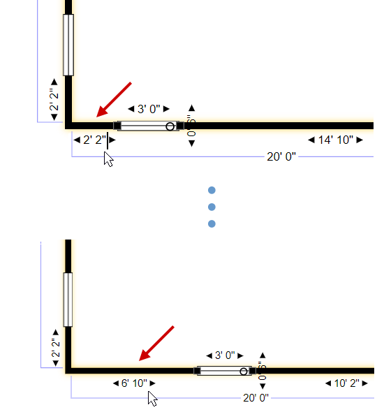 Set distance to wall opening